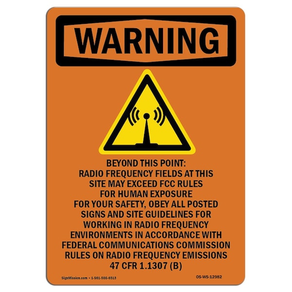 Safety Sign, OSHA WARNING, 5" Height, Beyond This Point, Portrait, 10PK